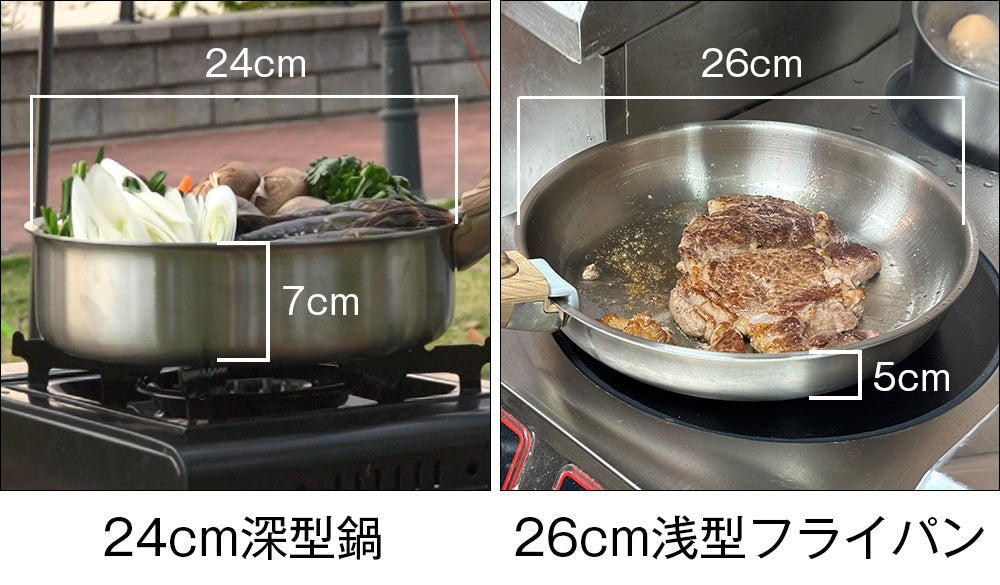 家でもキャンプでも 1セット完結｜VOLLTAIN 鍋&フライパン5点（ALL熱源／取っ手着脱）